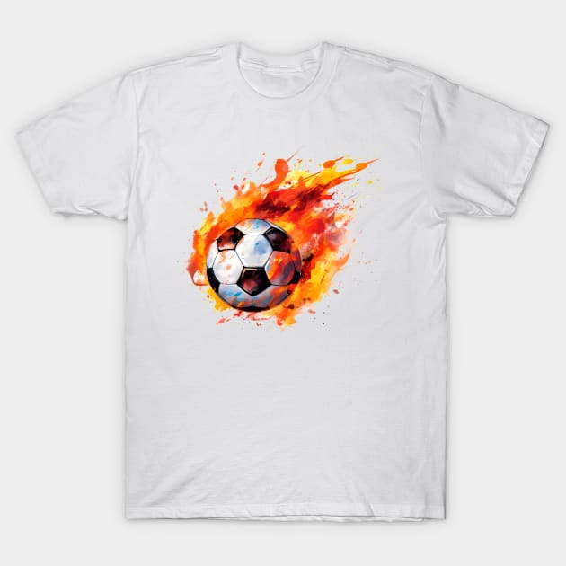 Flaming Soccer Ball T-Shirt by BisonPrintsCo